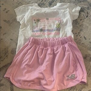 New Balance White and Pink Floral Kids Set
